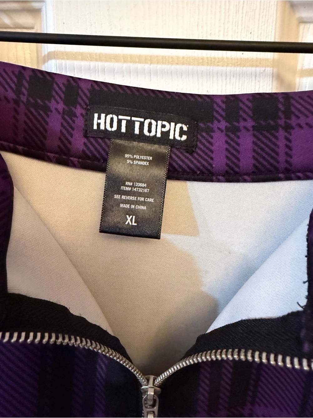Purple Plaid A-Line Skirt with Front Zip - Picture 2 of 3